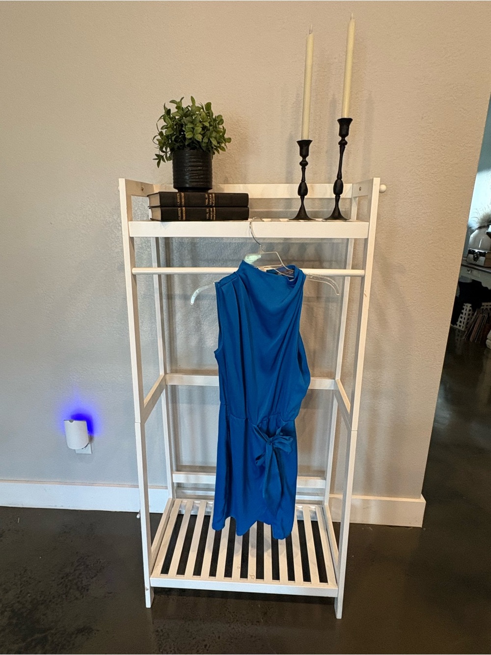 Sleeveless Royal Blue Tie-Waist Mini Dress -